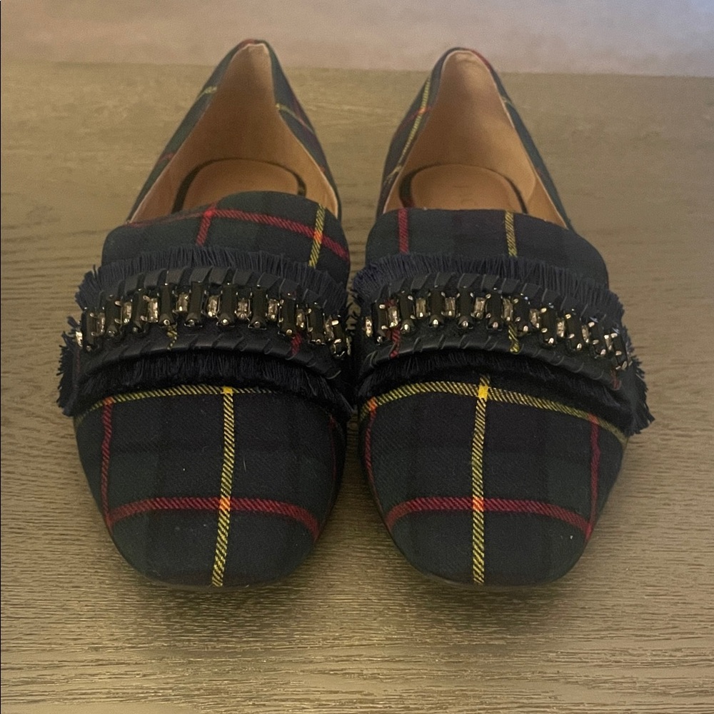 Jack Rogers Embellished Plaid Loafers size 8M